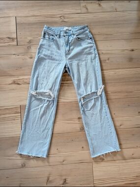 Abercrombie & Fitch Light Blue Straight Leg Ripped Jeans